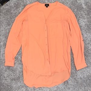 Orange Button-up Long Sleeve Blouse